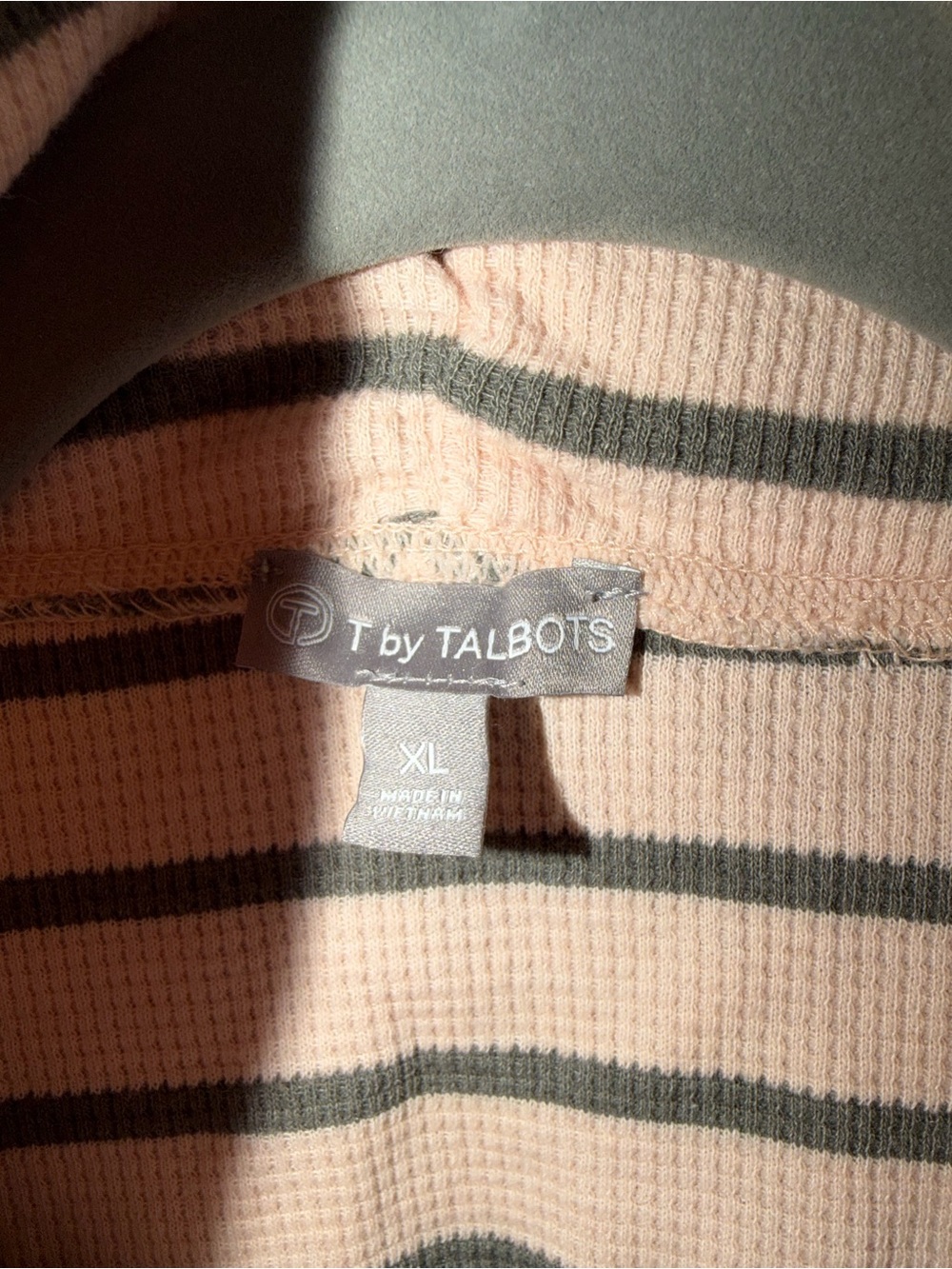Talbots Peach and Gray Striped Ribbed Top - Picture 3 of 7